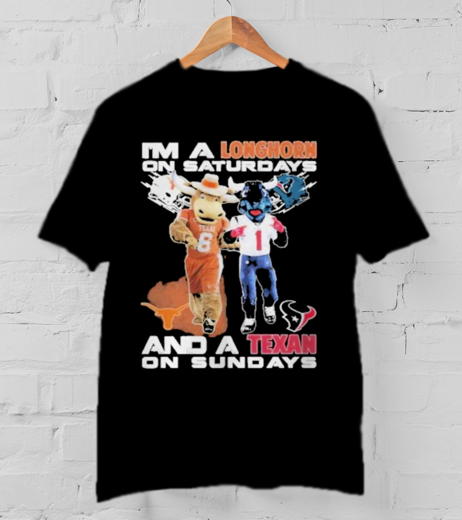 Longhorn On Saturdays Texan On Sundays Football Fan T-Shirt