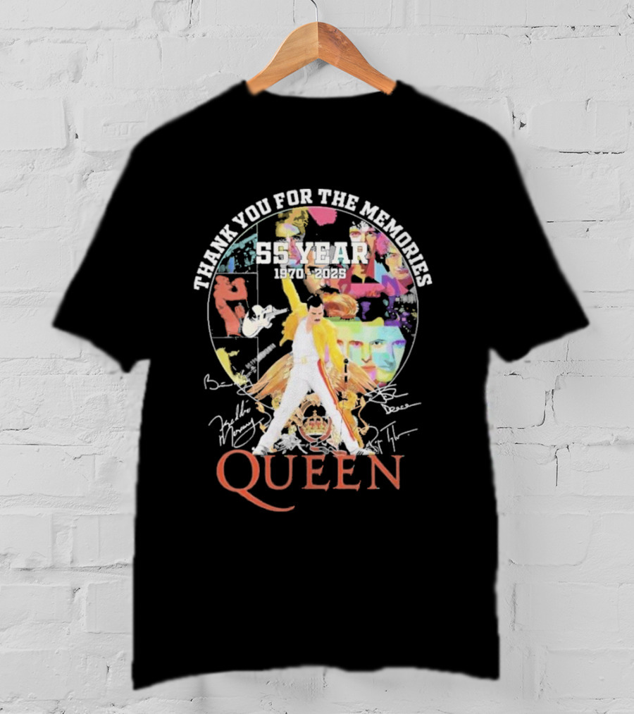 Thank You For The Memories 55 Years 1970-2025 Queen Iconic Band T-Shirt