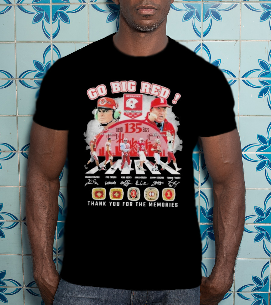 Go Big Red Nebraska Cornhuskers 135 Years 1890-2025 Thank You For The Memories T-Shirt