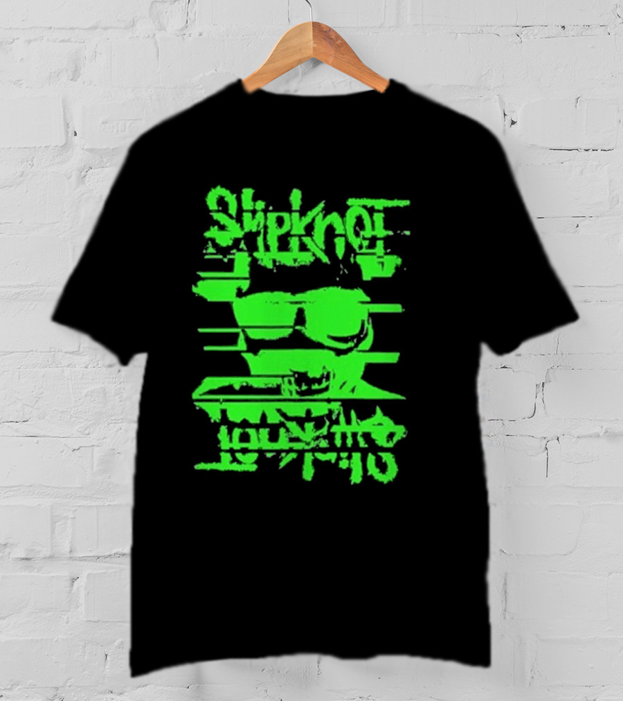 Slipknot The Thick Glitch Skull Neon Green T-Shirt