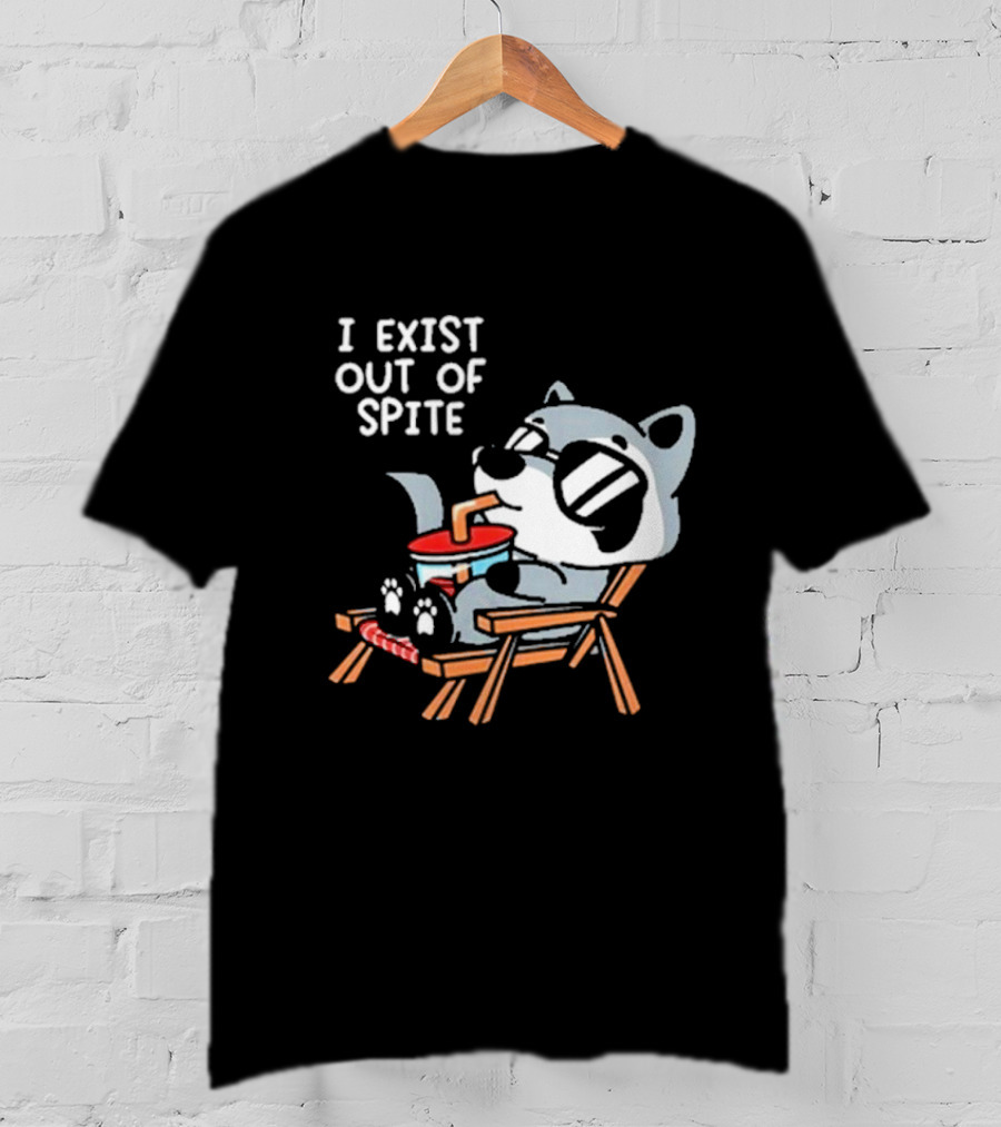 I Exist Out Of Spite Relaxing Raccoon With Sunglasses T-Shirt