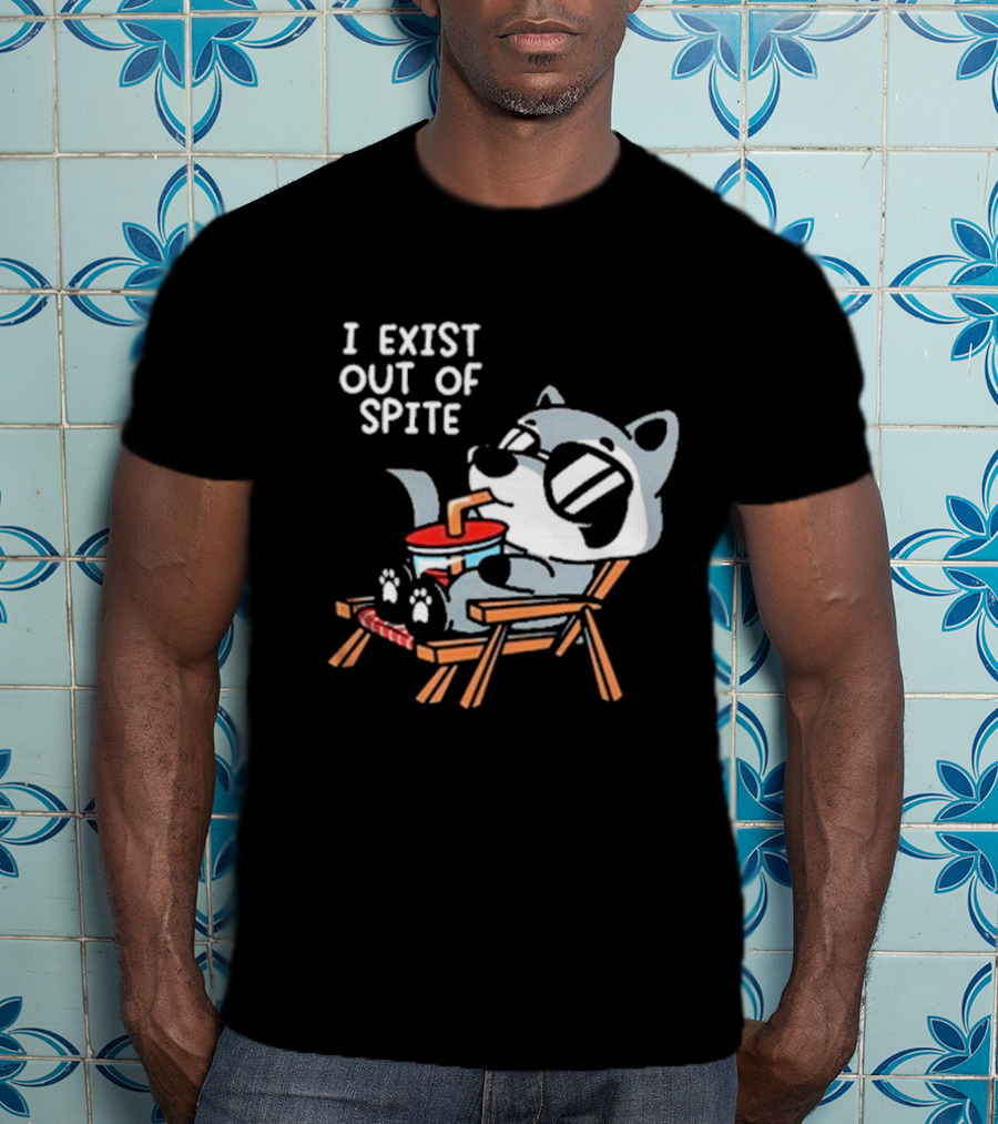 I Exist Out Of Spite Relaxing Raccoon With Sunglasses T-Shirt