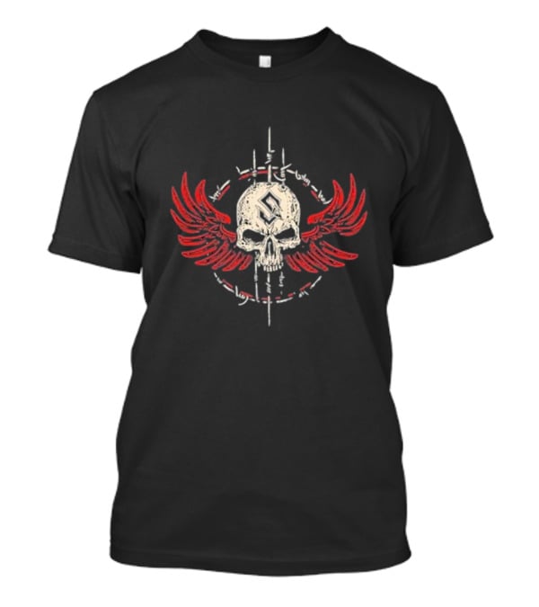 Sabaton Never-Ending Skull With Wings And Barbed Wire Circle T-Shirt