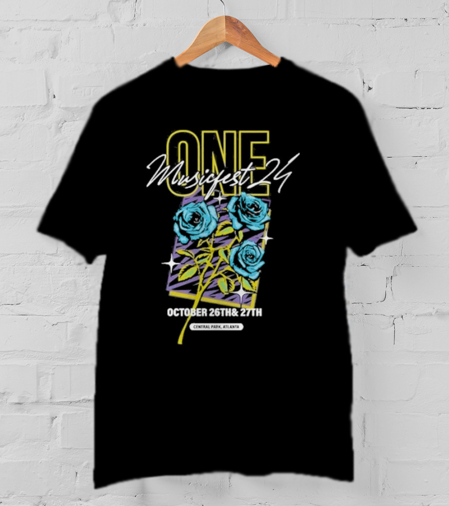 One Music Fest 24 October 26th And 27th Central Park Atlanta Blue Roses T-Shirt