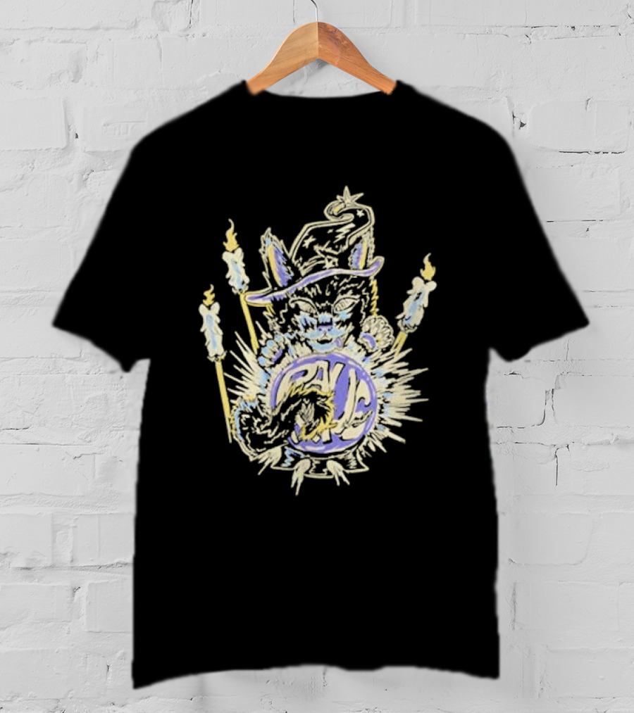 Shadow Wizard Karma Cat With Mystic Candles And Rave Sphere T-Shirt