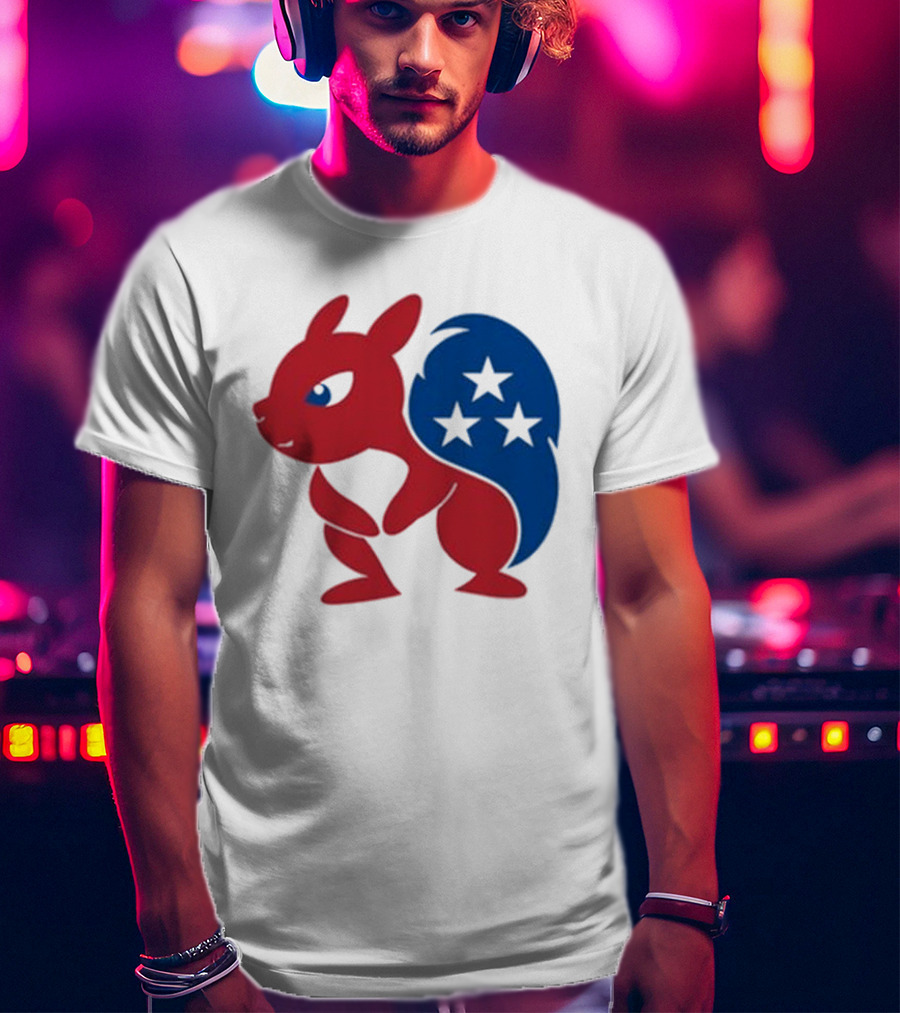 Squirrel Mascot With Stars And GOP Red White Blue T-Shirt