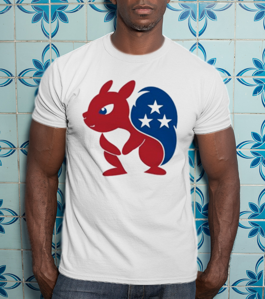 Squirrel Mascot With Stars And GOP Red White Blue T-Shirt
