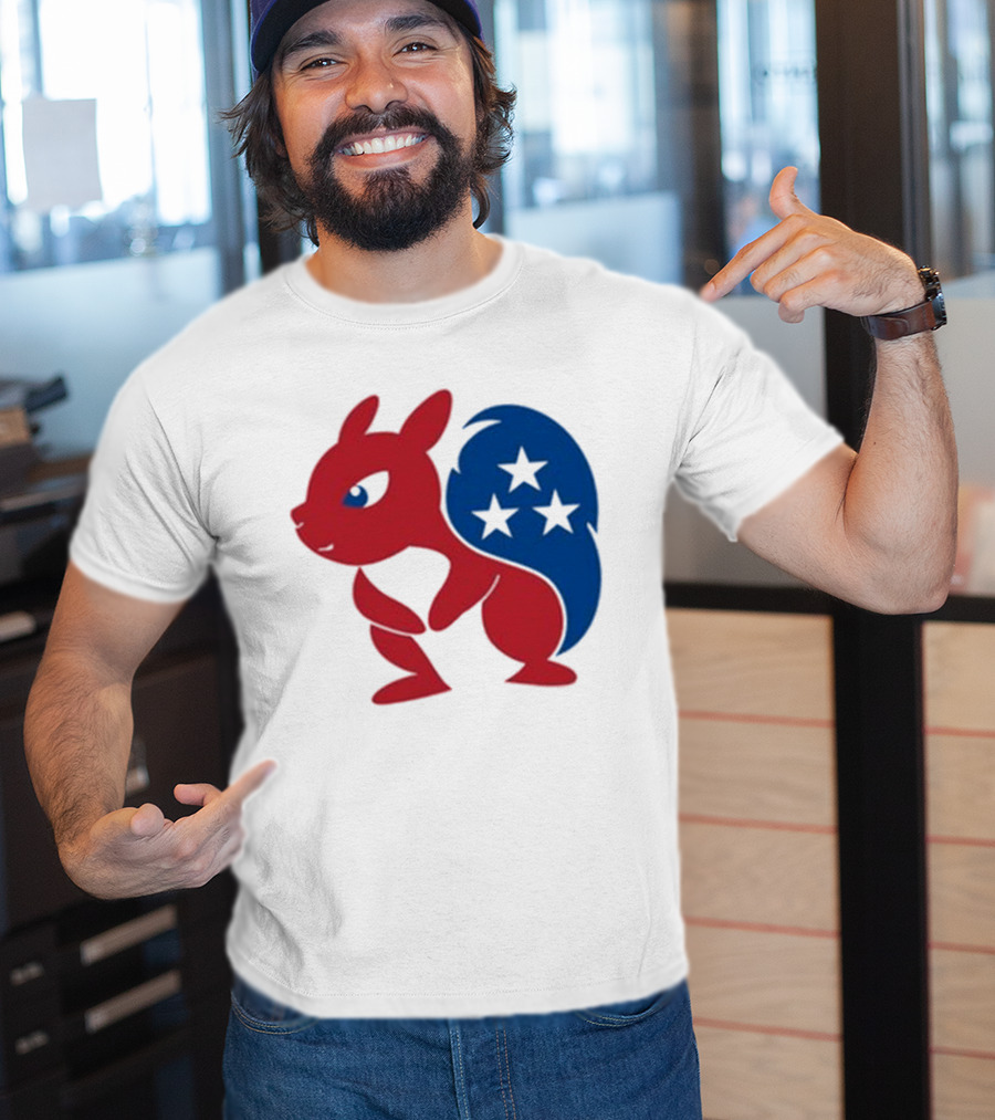 Squirrel Mascot With Stars And GOP Red White Blue T-Shirt