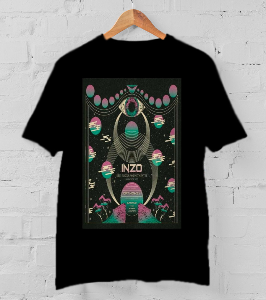 INZO Red Rocks Amphitheatre Morrison CO March 28 2025 Dirt Monkey Support Set Cosmic T-Shirt