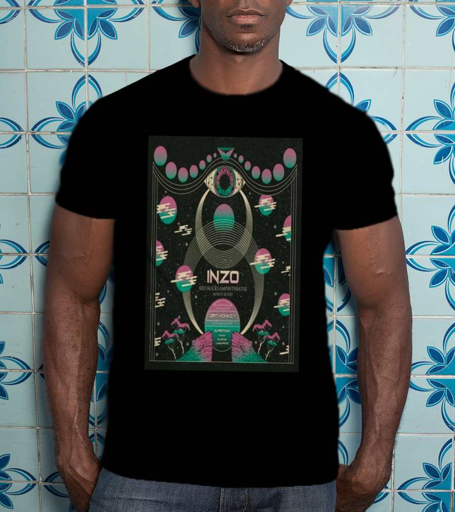 INZO Red Rocks Amphitheatre Morrison CO March 28 2025 Dirt Monkey Support Set Cosmic T-Shirt
