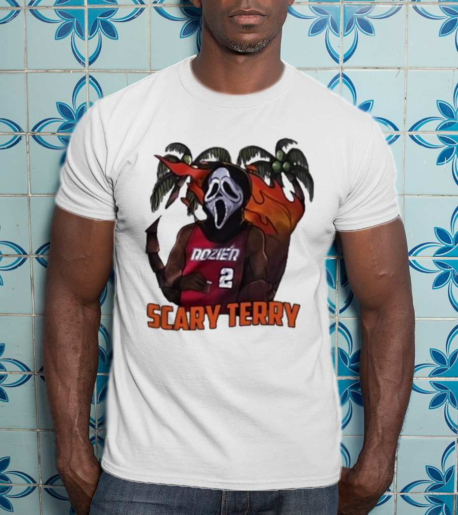 Scary Terry Rozier 2 Ghostface Basketball Tropical Flame Costume T-Shirt