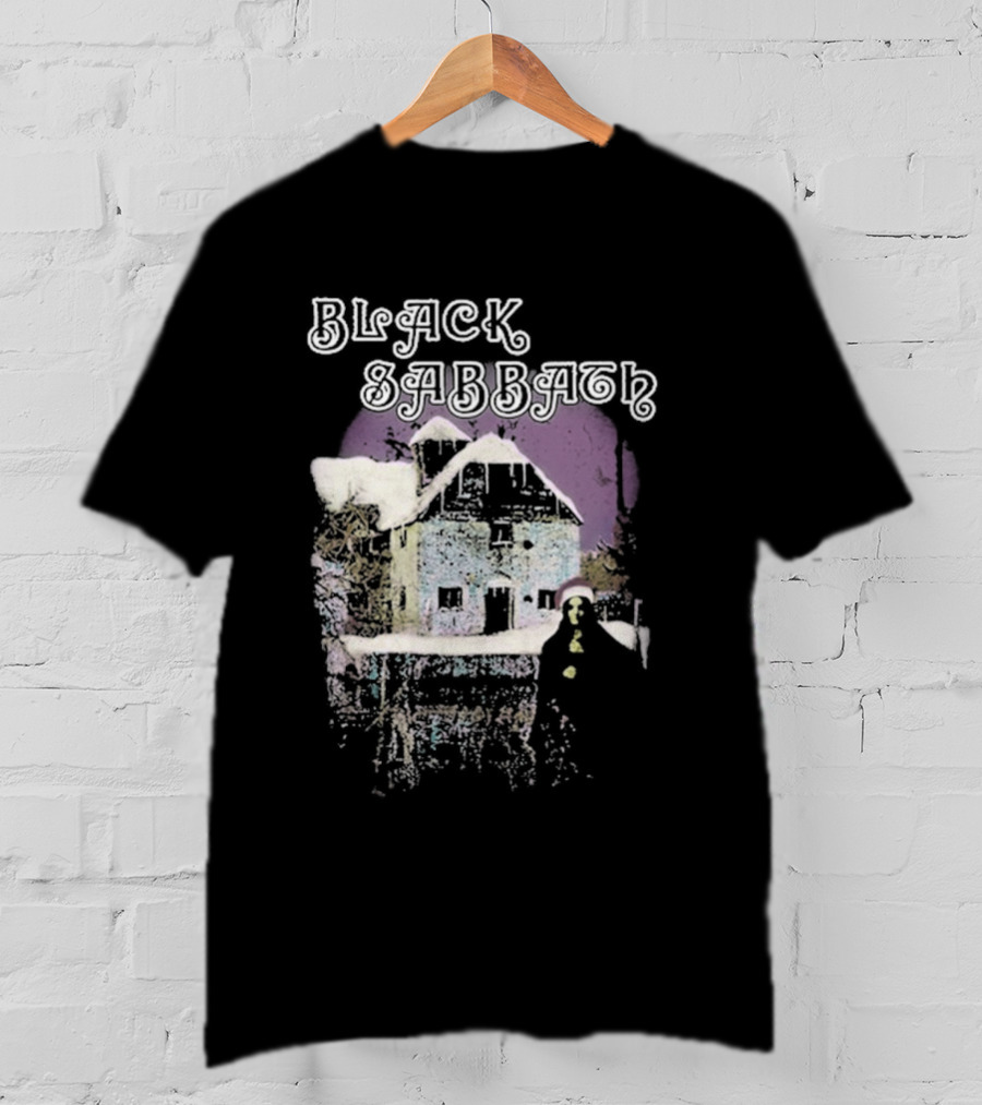 Black Sabbath Holiday Album Snowy House Scene T-Shirt