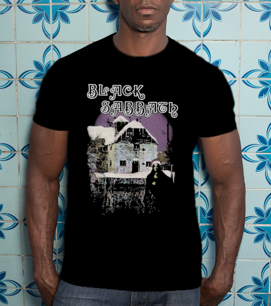 Black Sabbath Holiday Album Snowy House Scene T-Shirt