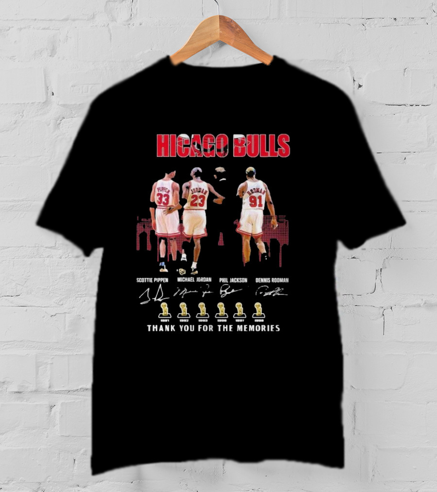Chicago Bulls Scottie Pippen Michael Jordan Phil Jackson Dennis Rodman Thank You For The Memories T-Shirt
