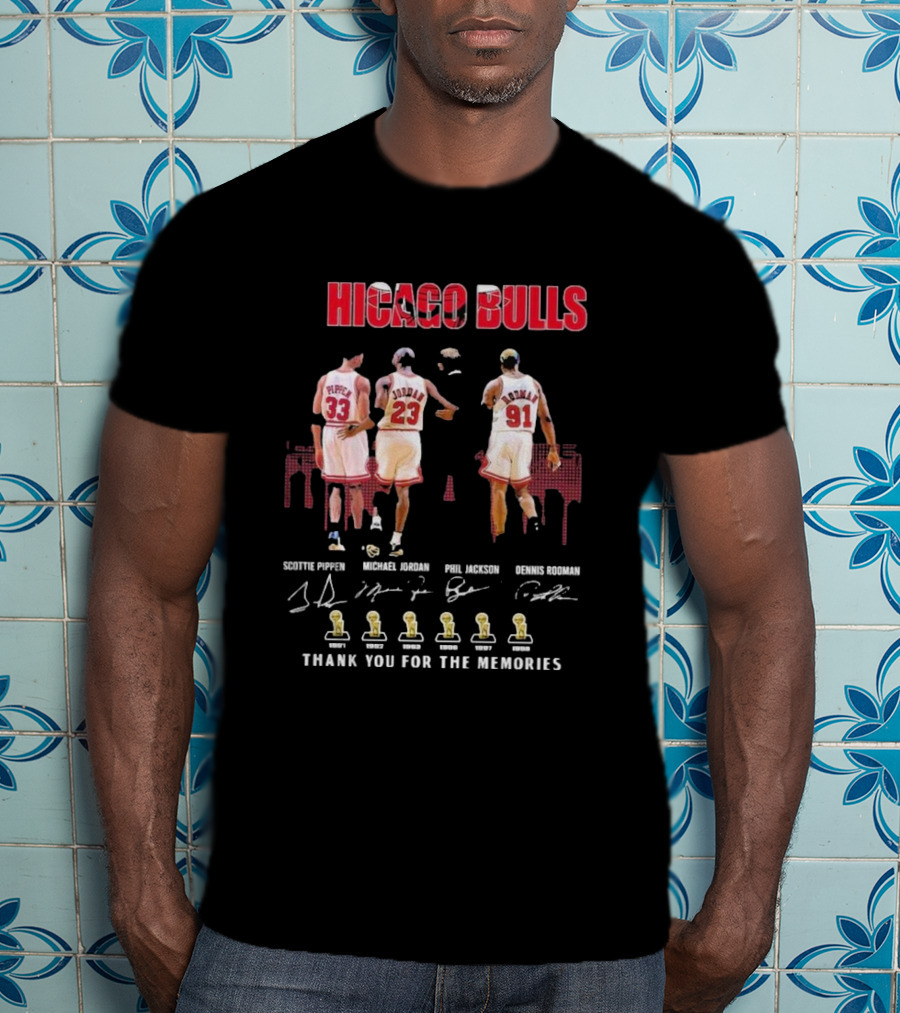 Chicago Bulls Scottie Pippen Michael Jordan Phil Jackson Dennis Rodman Thank You For The Memories T-Shirt
