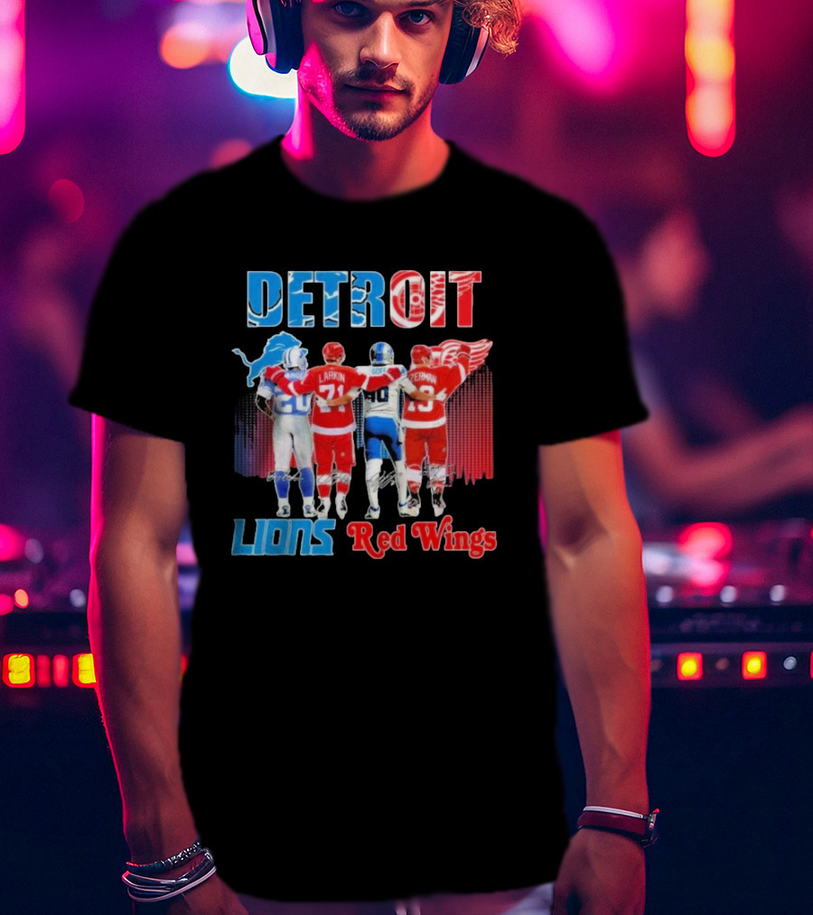 Detroit Lions Red Wings Legends Larkin Goff Yzerman T-Shirt