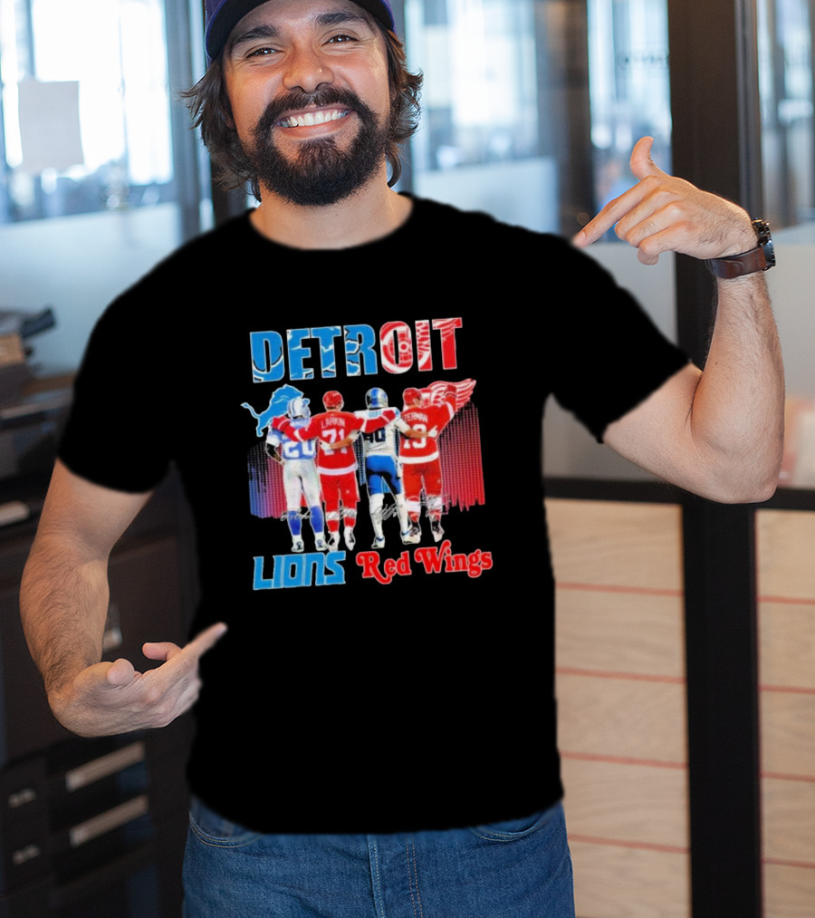 Detroit Lions Red Wings Legends Larkin Goff Yzerman T-Shirt