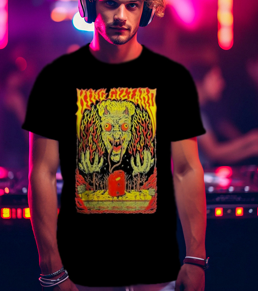 King Gizzard Monster Illustration In Paso Robles CA November 3 T-Shirt