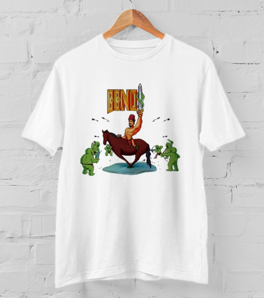 BBNo$ Sword Riding Horse Surrounded By Green Creatures T-Shirt