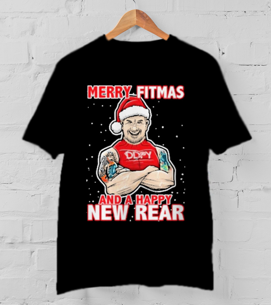 Merry Fitmas And A Happy New Rear DDPY Santa Hat Tattoos T-Shirt