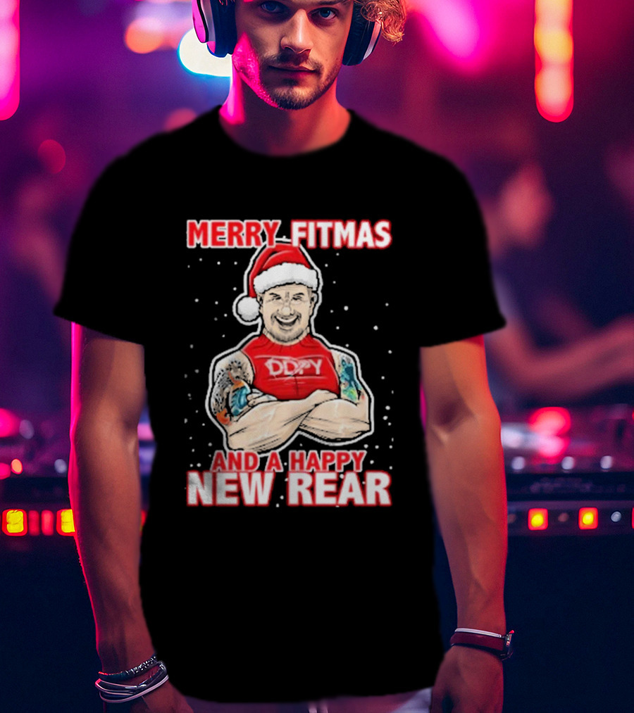 Merry Fitmas And A Happy New Rear DDPY Santa Hat Tattoos T-Shirt