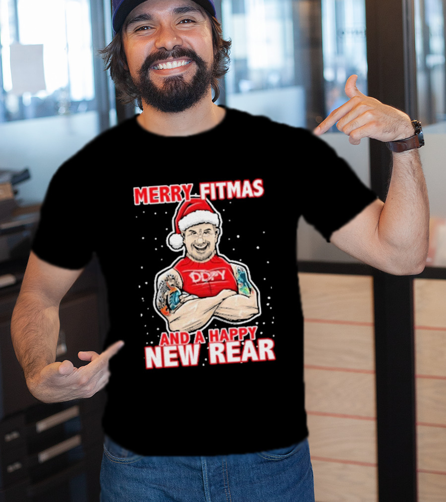 Merry Fitmas And A Happy New Rear DDPY Santa Hat Tattoos T-Shirt