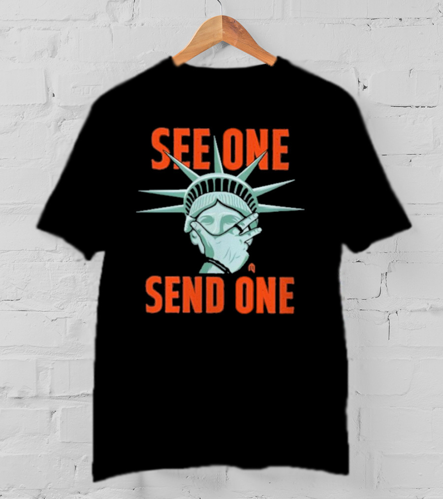 See One Send One Statue Of Liberty Covering Eyes T-Shirt
