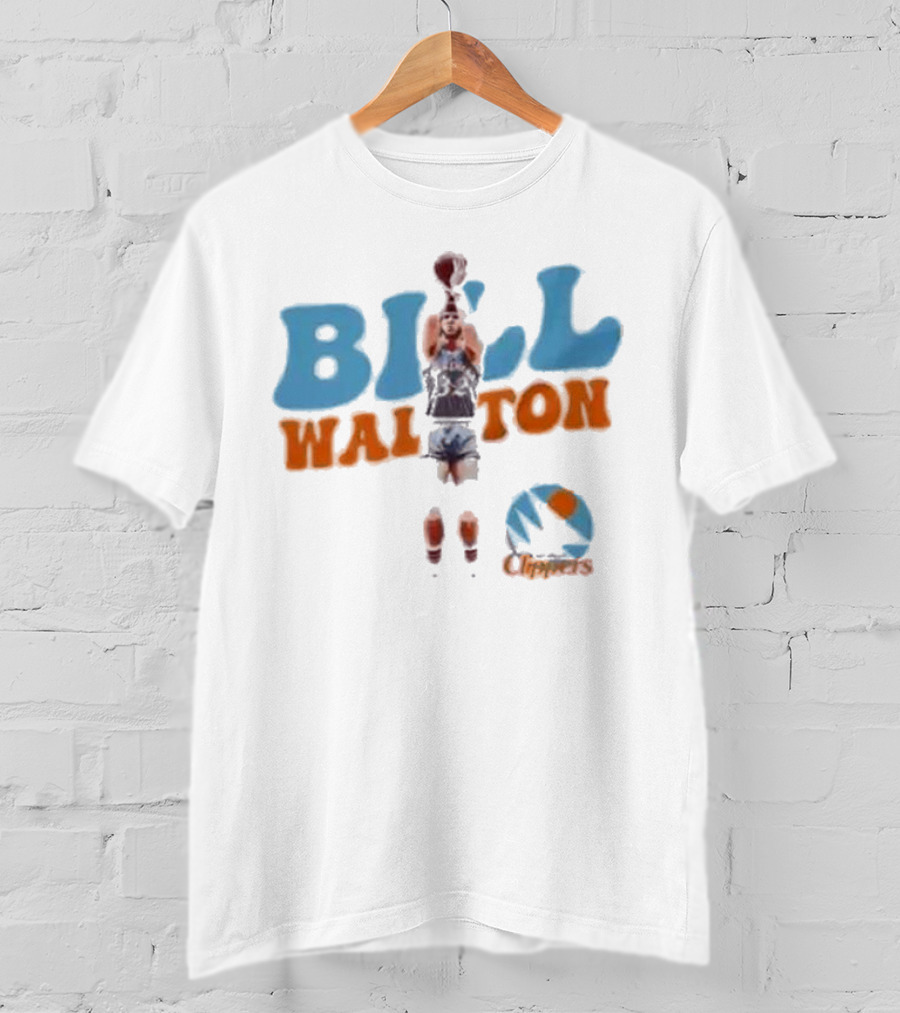 Bill Walton San Diego Clippers Basketball 70s Retro Style Logo And Player Action T-Shirt