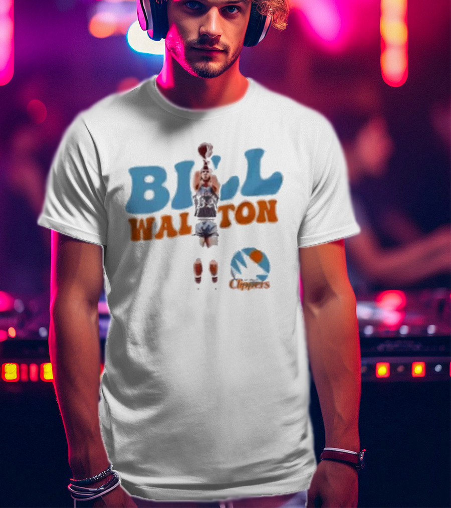 Bill Walton San Diego Clippers Basketball 70s Retro Style Logo And Player Action T-Shirt