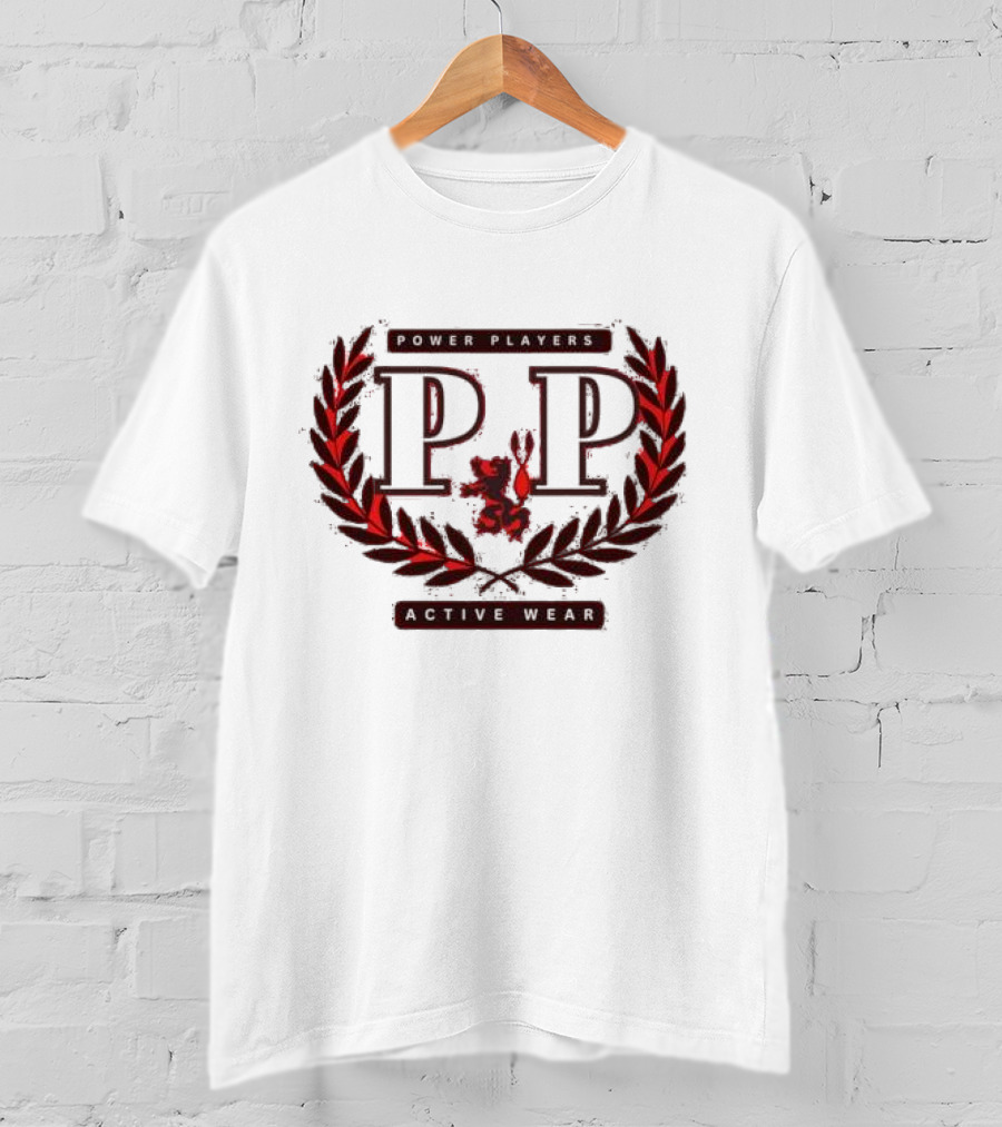Power Players Active Wear PP Laurels Lion Emblem T-Shirt