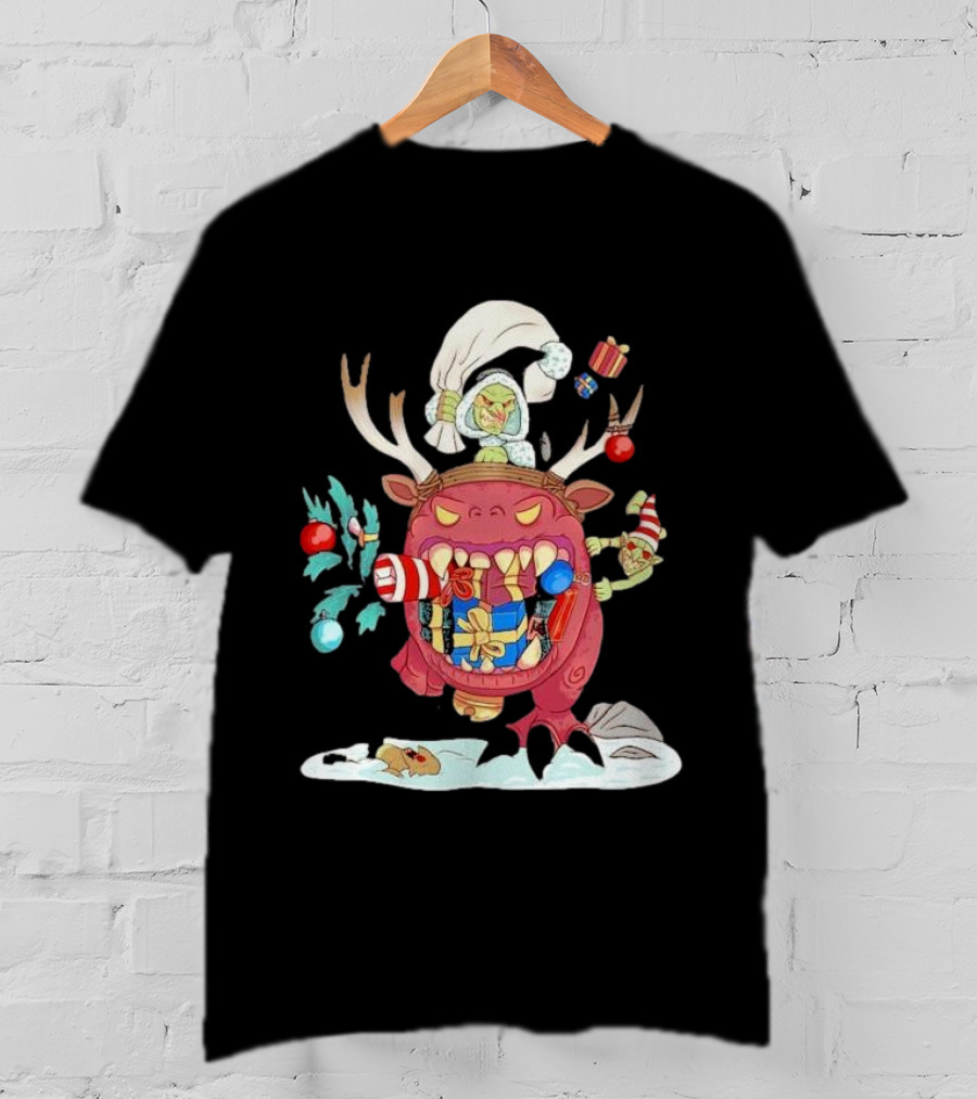 Grotmas Gitz Merry Gitmas Festive Creature With Antlers And Gifts T-Shirt