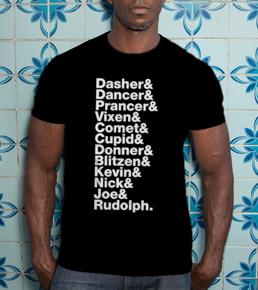 Reindeer X Jonas Brothers Kevin Nick Joe Green Playlist T-Shirt