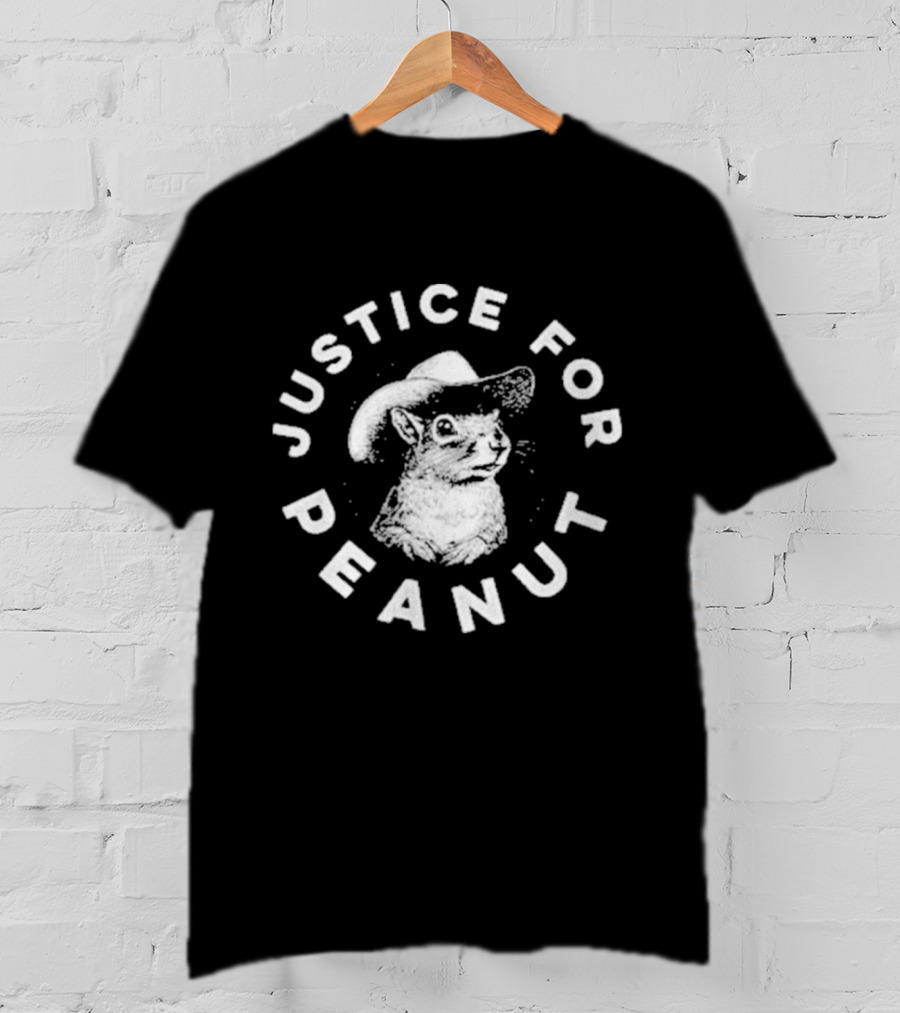 Squirrel Cowboy Justice For Peanut Iconic Text Circle T-Shirt