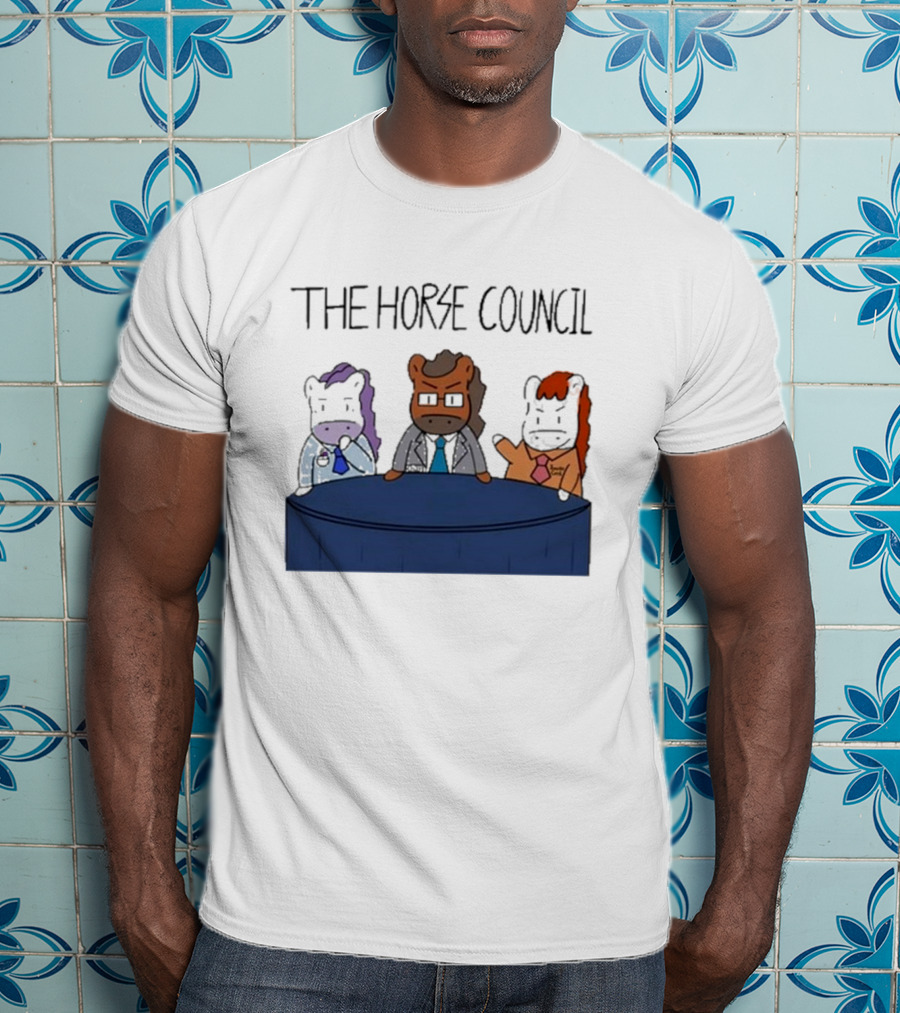 Jimothy Cool The Horse Council Cartoon Panel Meeting T-Shirt