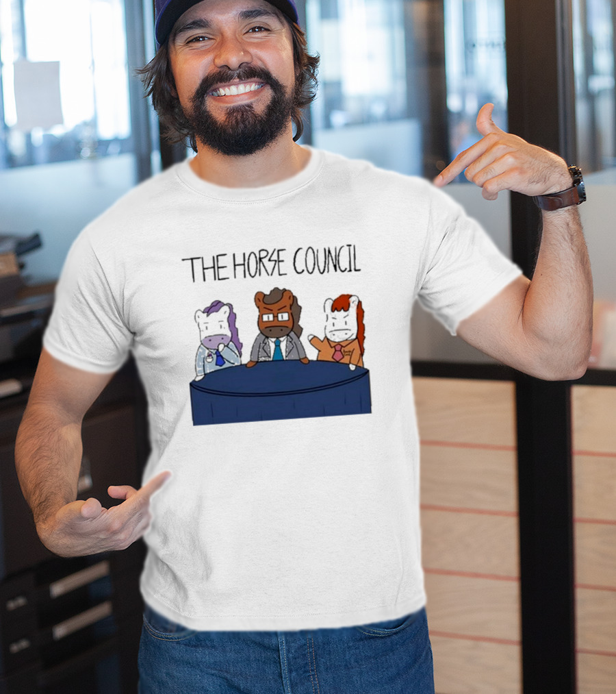 Jimothy Cool The Horse Council Cartoon Panel Meeting T-Shirt