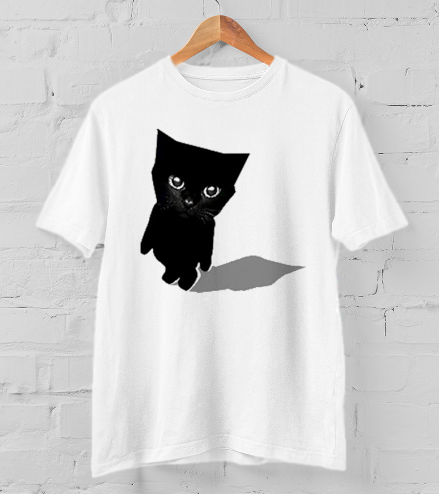 Sluj Art Bro Cute Black Cat Pixelated T-Shirt