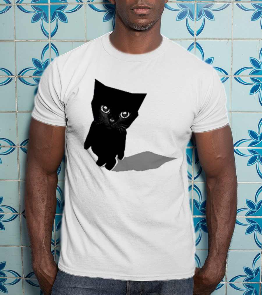 Sluj Art Bro Cute Black Cat Pixelated T-Shirt