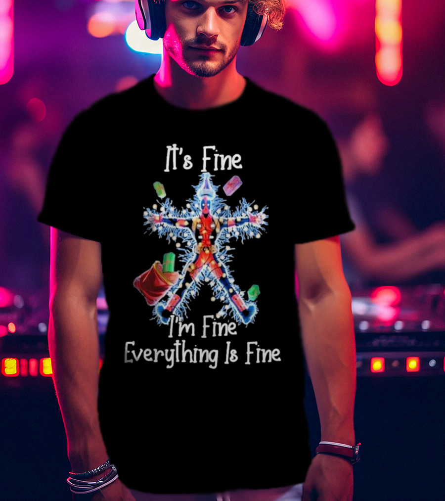 Deadpool Christmas It's Fine I'm Fine Everything Is Fine Light String Snowflake T-Shirt