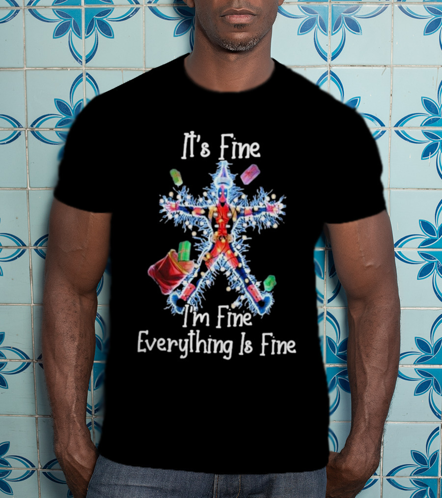 Deadpool Christmas It's Fine I'm Fine Everything Is Fine Light String Snowflake T-Shirt