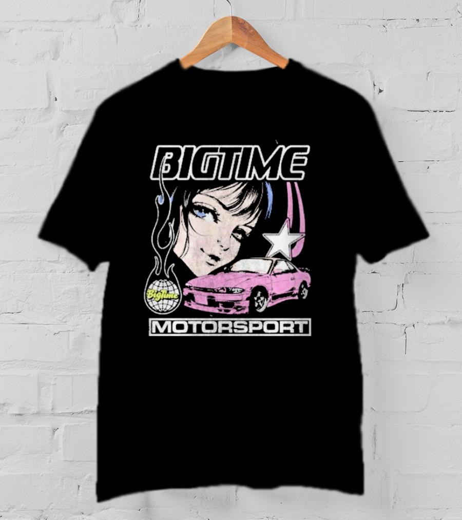 BIGTIME Motorsport Anime Car Girl Star T-Shirt