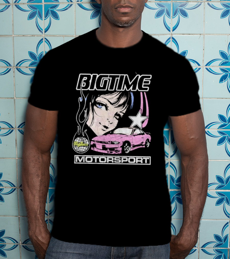 BIGTIME Motorsport Anime Car Girl Star T-Shirt