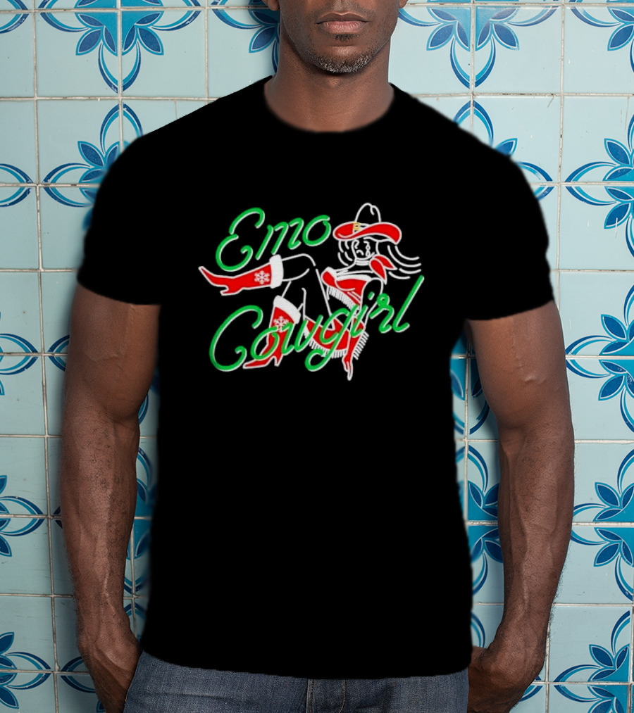 Emo Cowgirl Christmas Holiday T-Shirt
