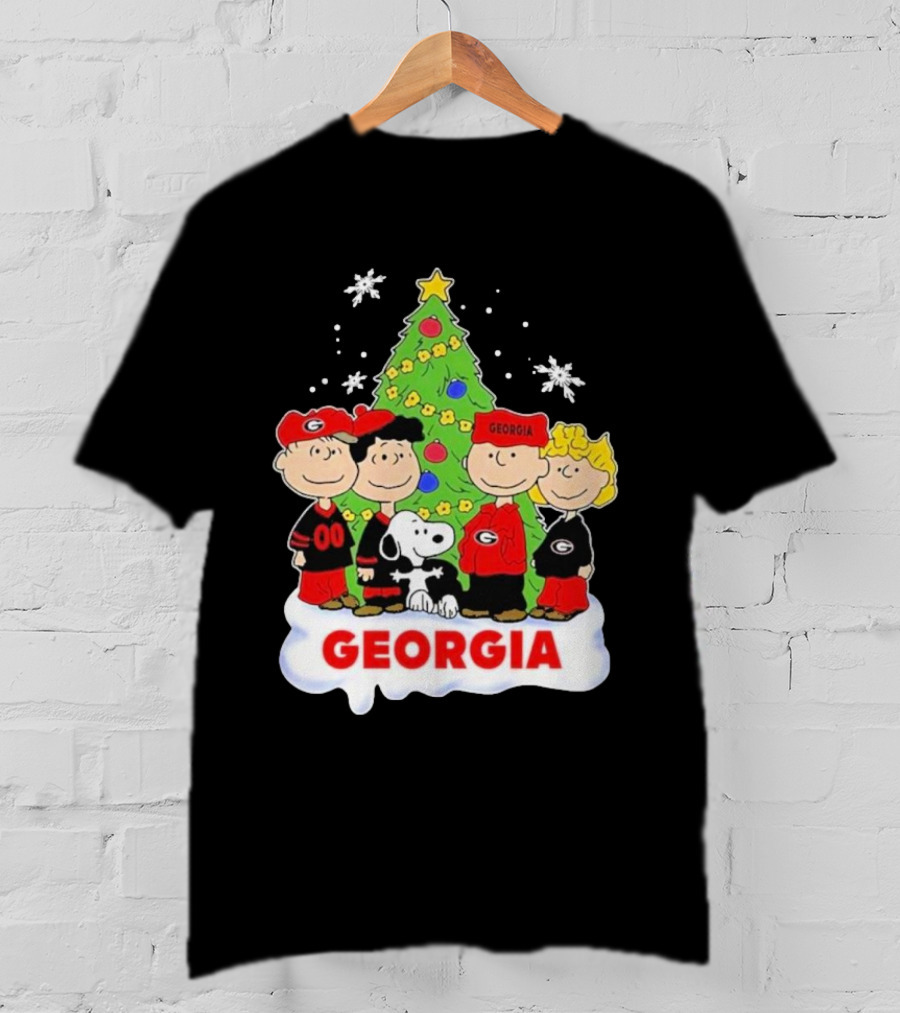 Georgia Bulldogs Snoopy And Friends Christmas T-Shirt