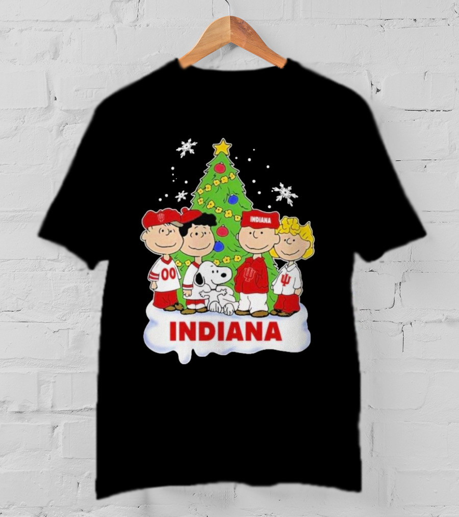 Indiana Hoosiers Snoopy Peanuts Christmas Tree Charlie Brown Lucy Linus T-Shirt