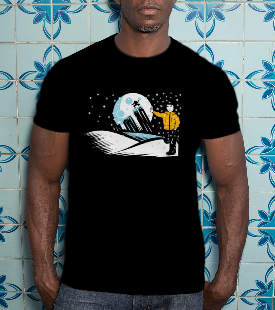 Winter Outdoors Daft Laddie Moon Snow Night Adventure T-Shirt