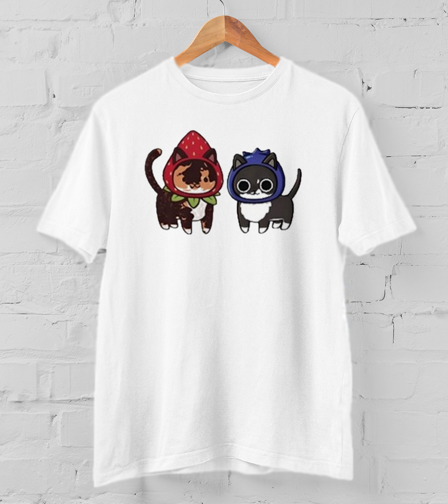Biscuit And Muffin Fruit Cats In Strawberry And Blueberry Outfits T-Shirt