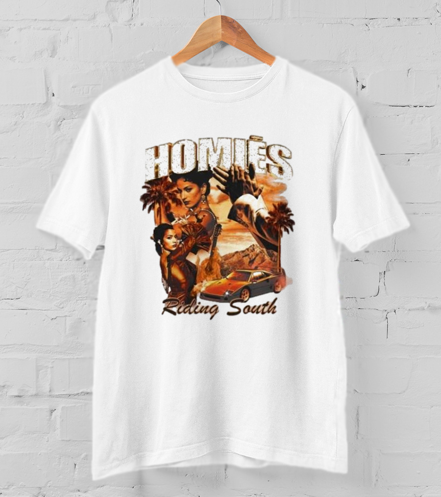Homies Riding South Vintage Sunset Car Palms T-Shirt