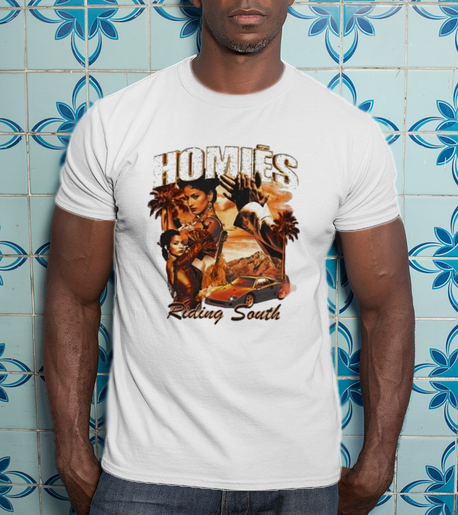 Homies Riding South Vintage Sunset Car Palms T-Shirt
