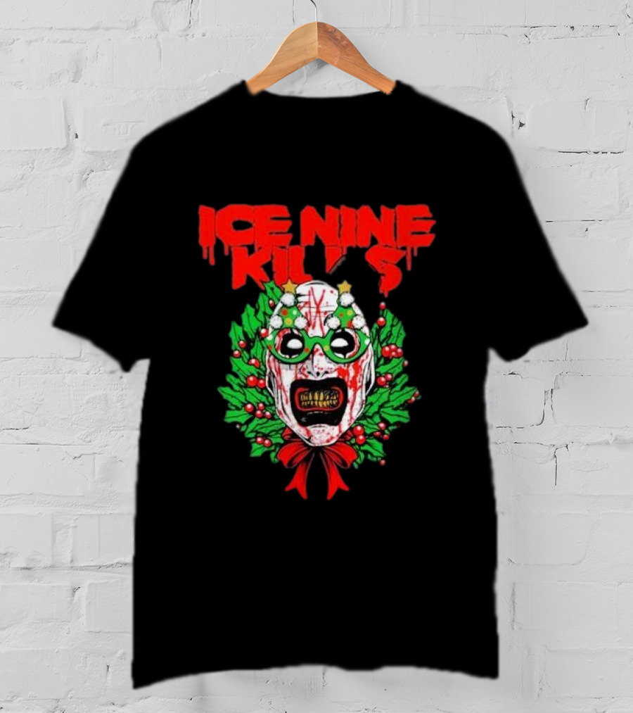 Ice Nine Kills Horror Christmas Wreath Mask T-Shirt