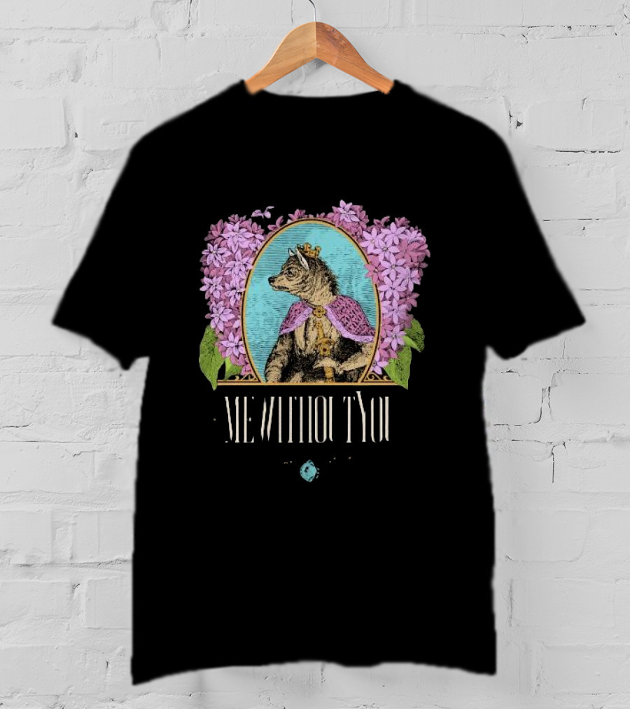 Me Without You Cat In Regal Attire With Sapphire Accent And Purple Floral Frame T-Shirt